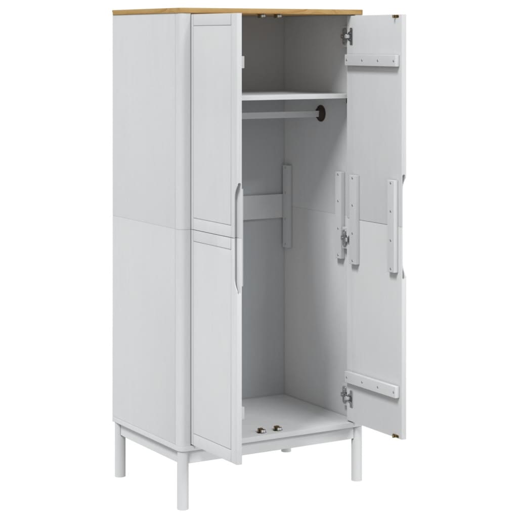 Garderobe FLORO hvit 77x53x171 cm heltre furu
