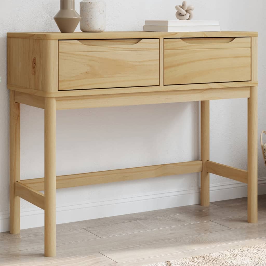 Konsollbord FLORO brun 89,5x36,5x73 cm heltre furu