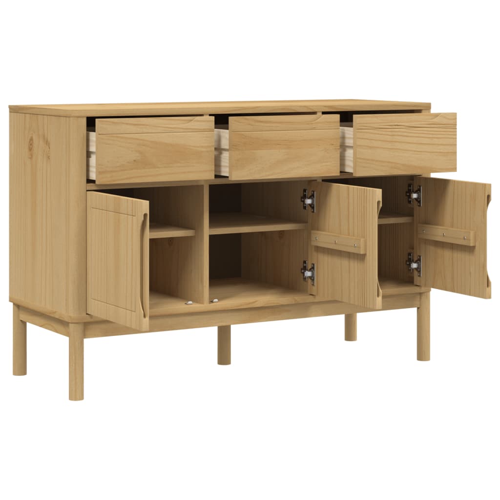 Skjenk FLORO voksbrun 114x43x74 cm heltre furu