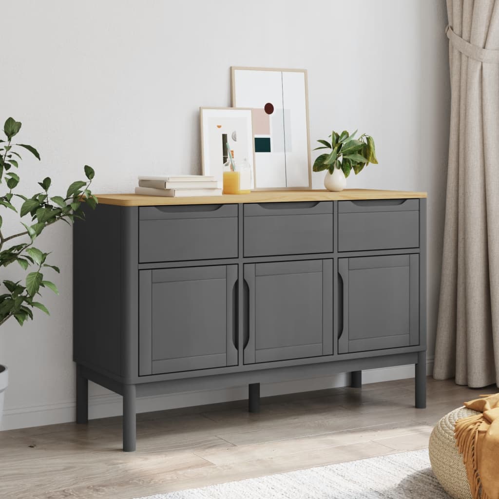 Skjenk FLORO grå 114x43x74 cm heltre furu