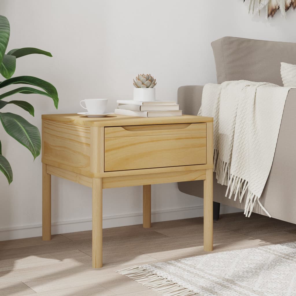Lampebord FLORO voksbrun 55x55x54 cm heltre furu