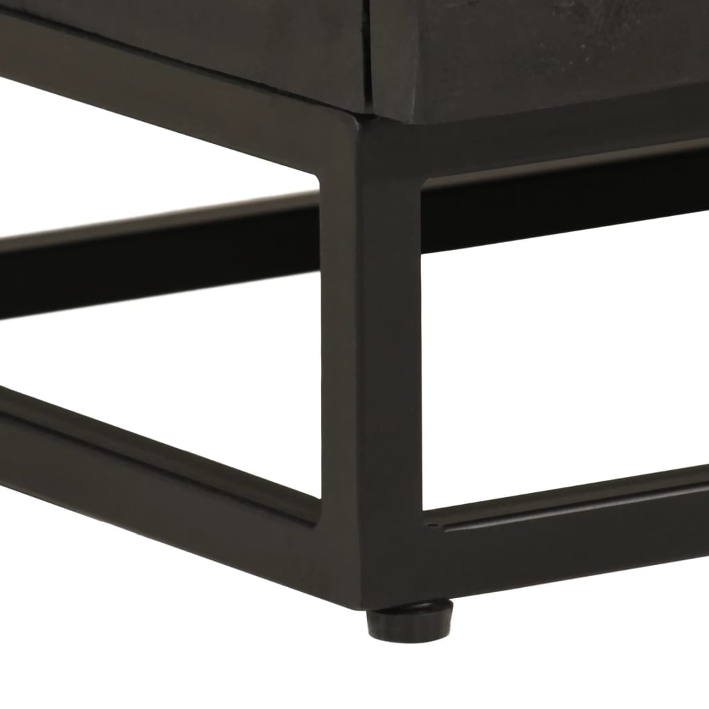Nattbord svart 40x30x50 cm heltre mango og jern