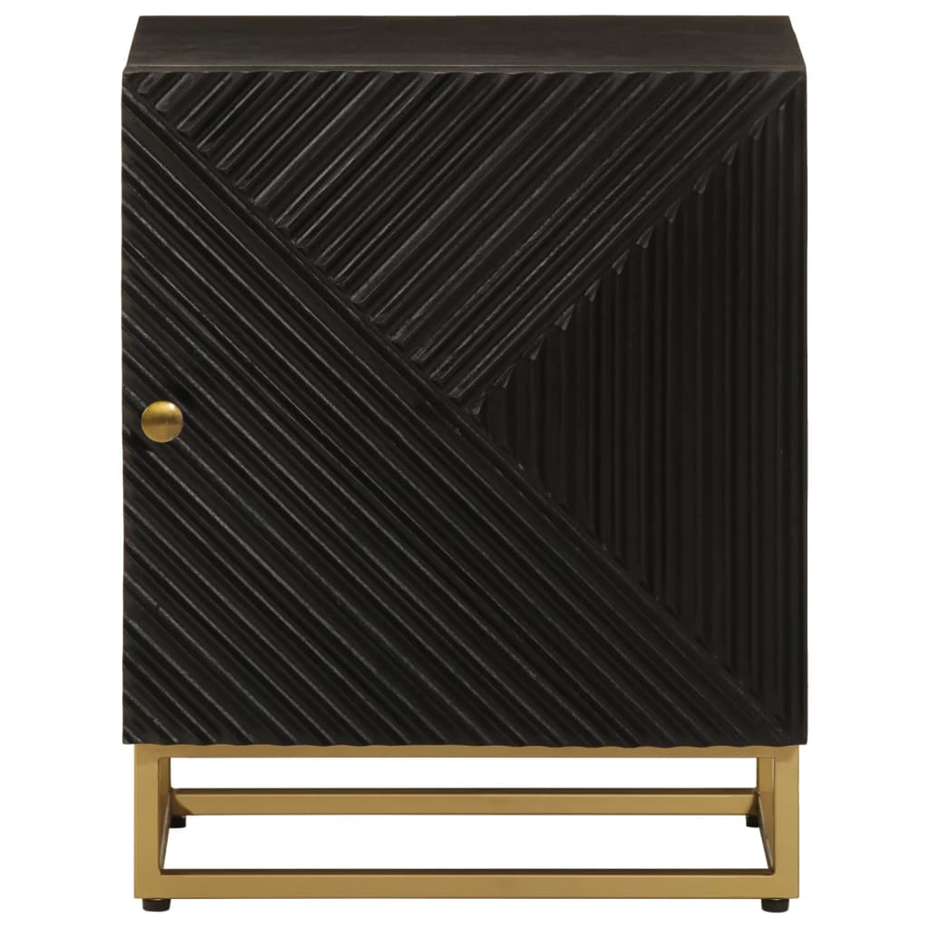 Nattbord svart 40x30x50 cm heltre mango og jern