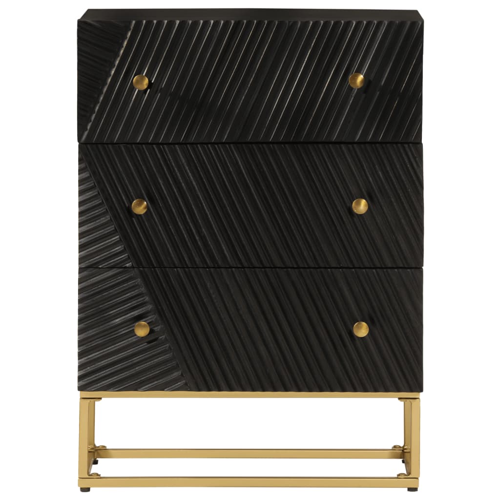Kommode svart 55x30x76 cm heltre mango og jern