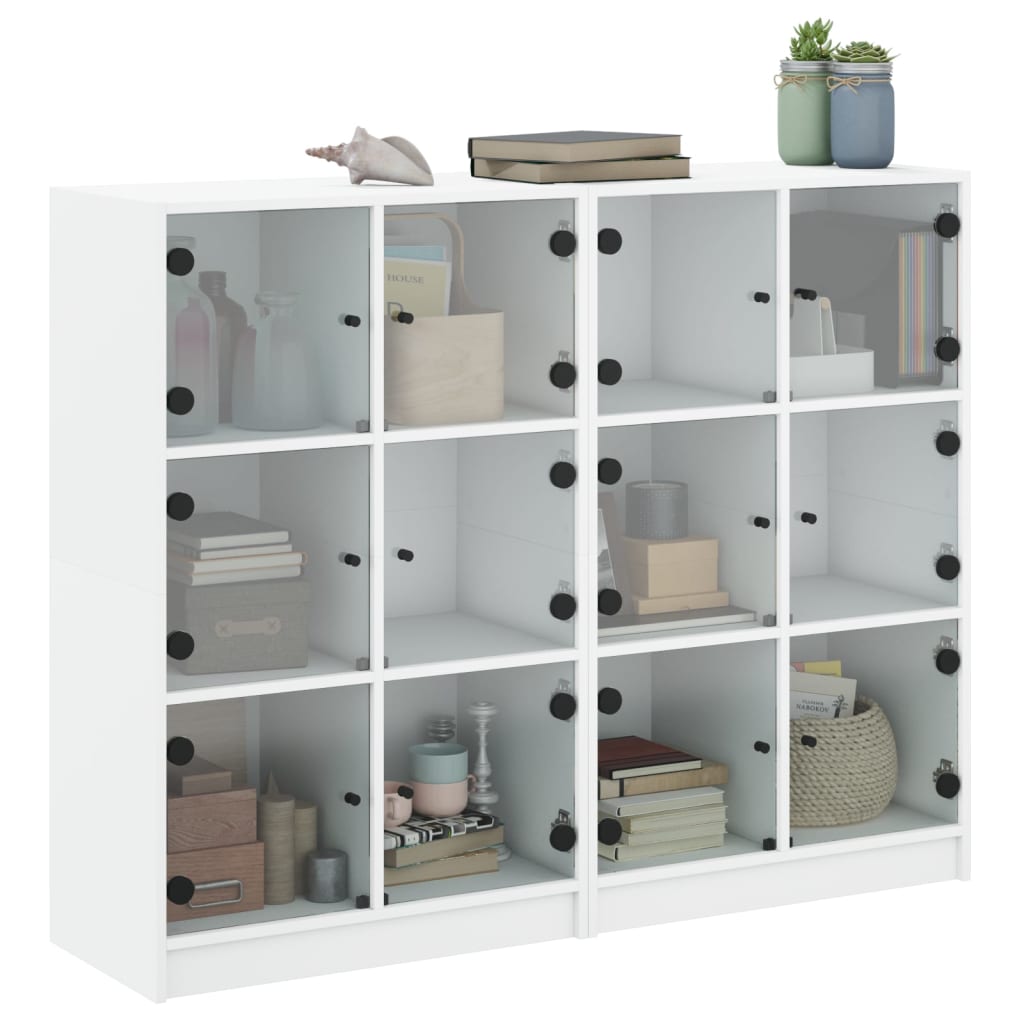 Bokhylle med dører hvit 136x37x109 cm konstruert tre