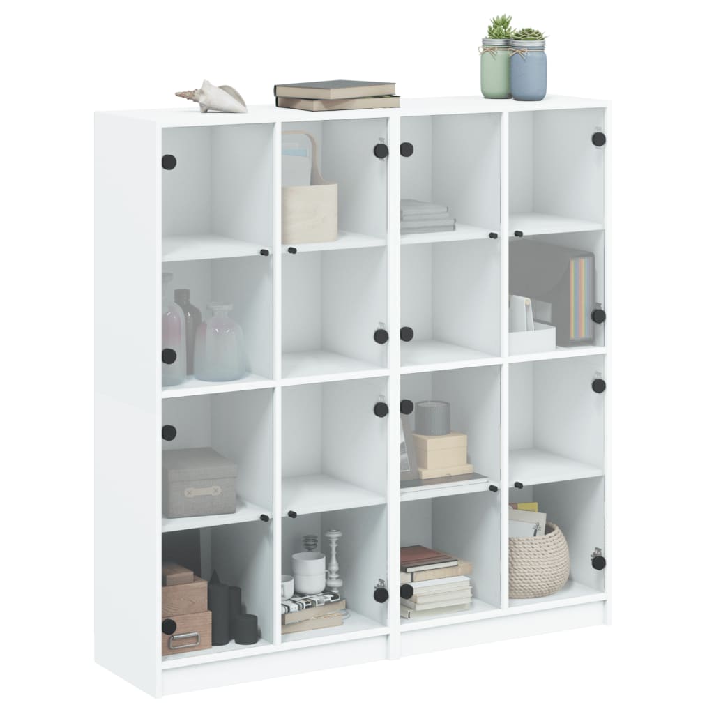 Bokhylle med dører hvit 136x37x142 cm konstruert tre