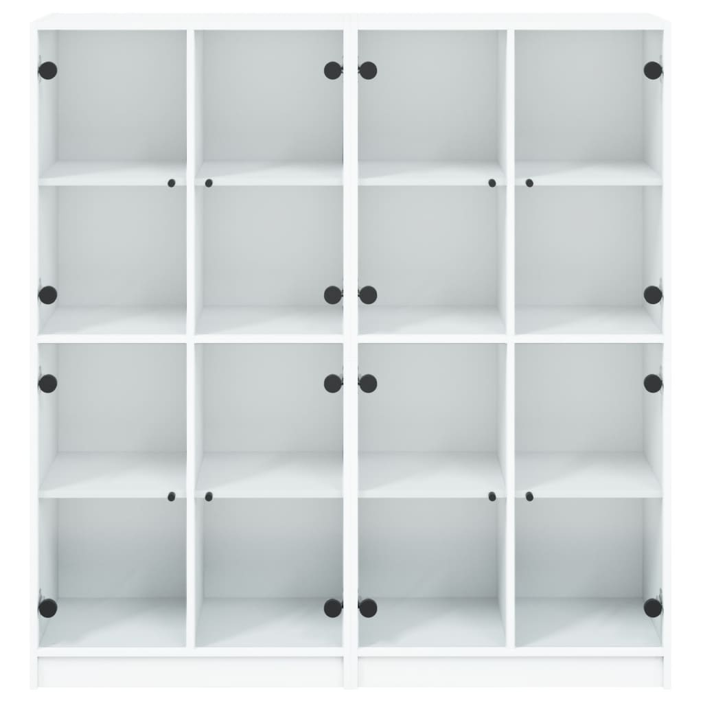 Bokhylle med dører hvit 136x37x142 cm konstruert tre