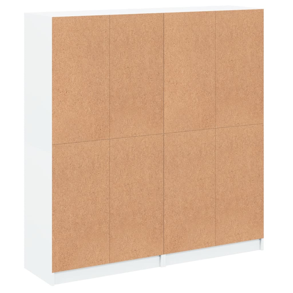 Bokhylle med dører hvit 136x37x142 cm konstruert tre