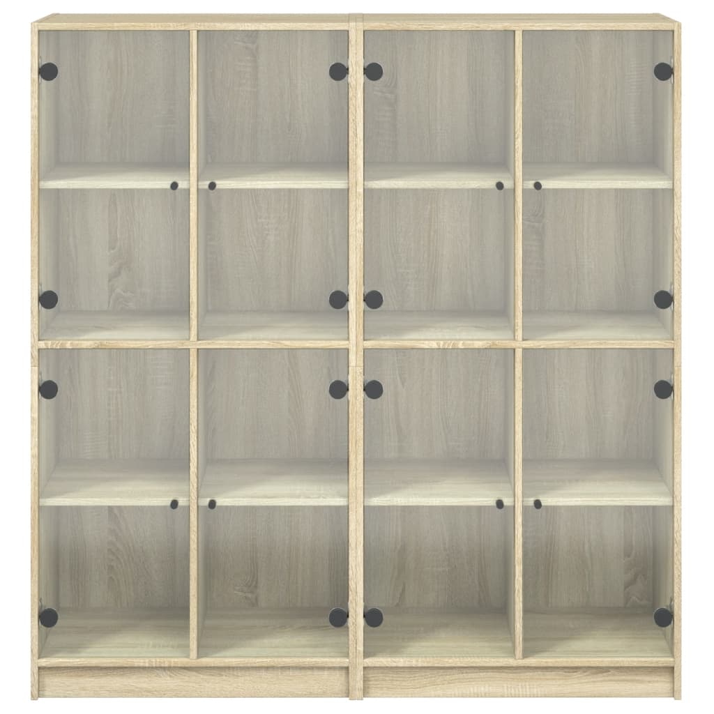 Bokhylle med dører sonoma eik 136x37x142 cm konstruert tre
