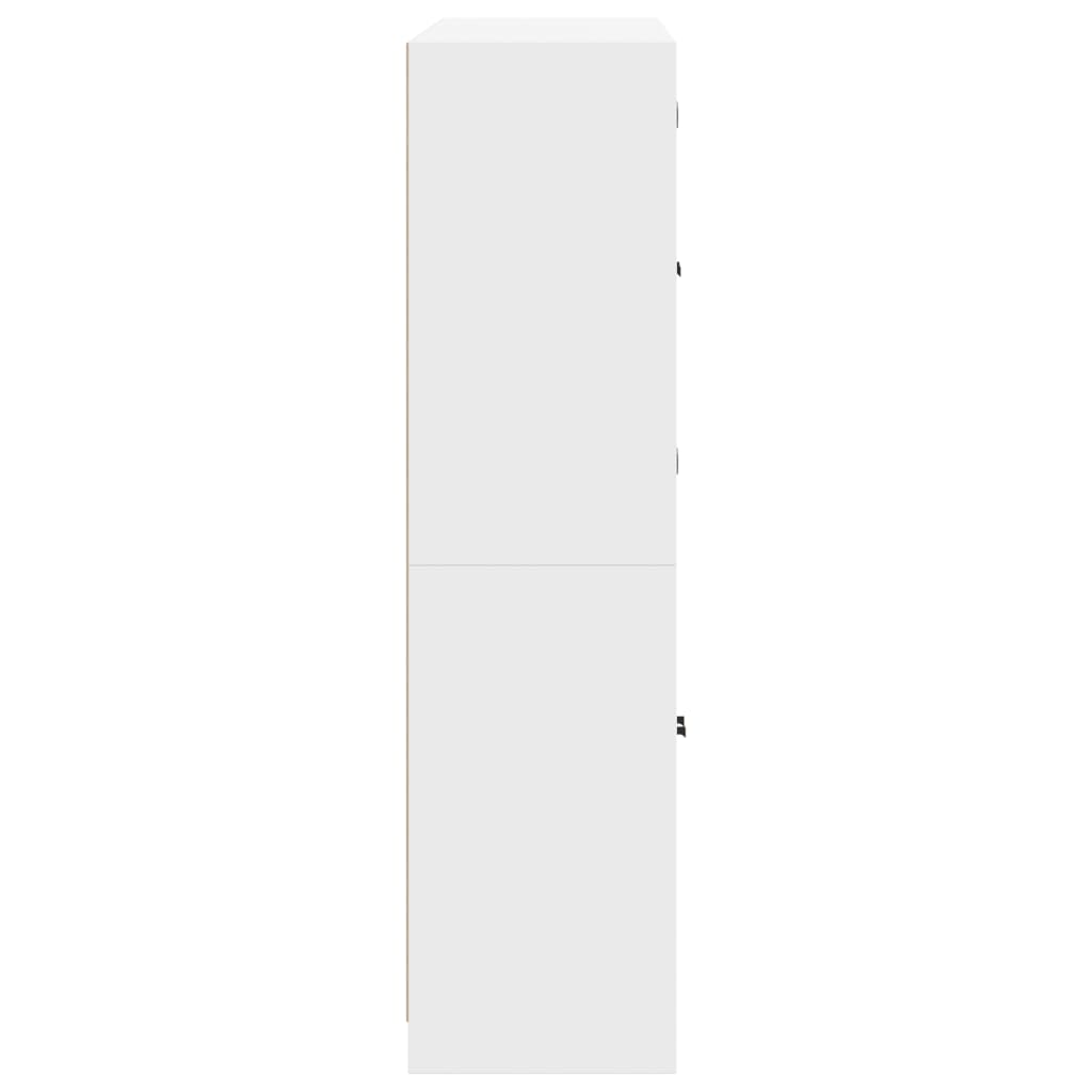 Bokhylle med dører hvit 136x37x142 cm konstruert tre