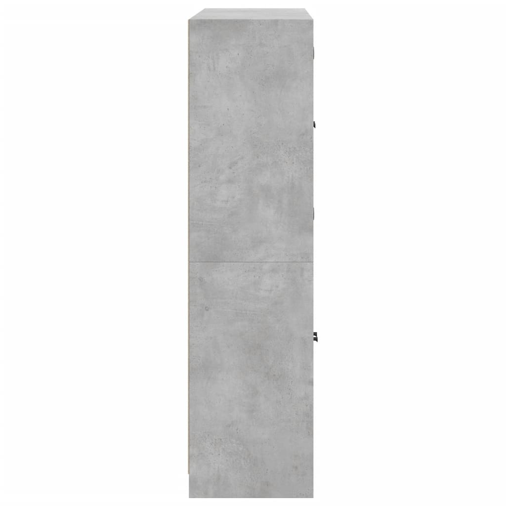 Bokhylle med dører betonggrå 136x37x142 cm konstruert tre