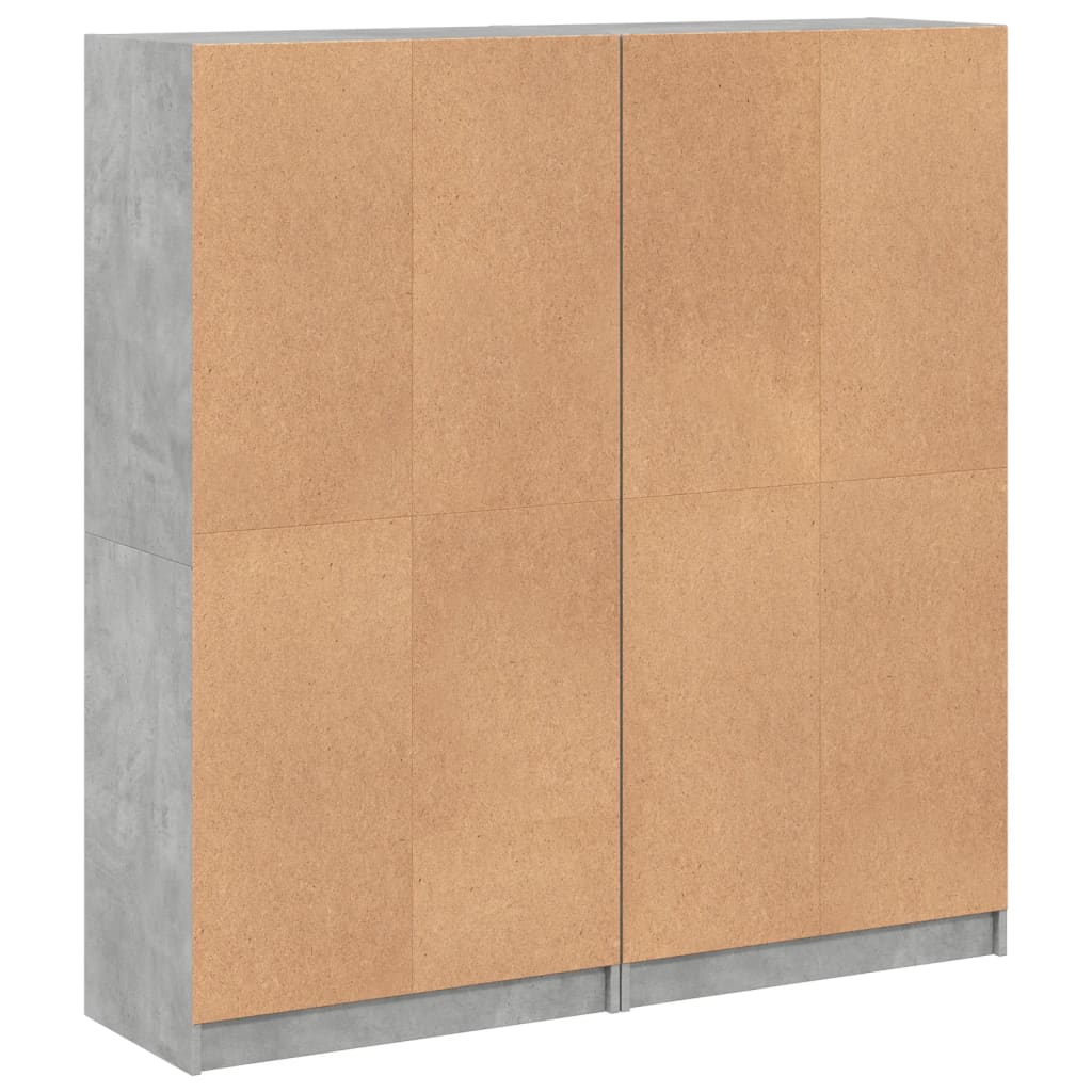 Bokhylle med dører betonggrå 136x37x142 cm konstruert tre