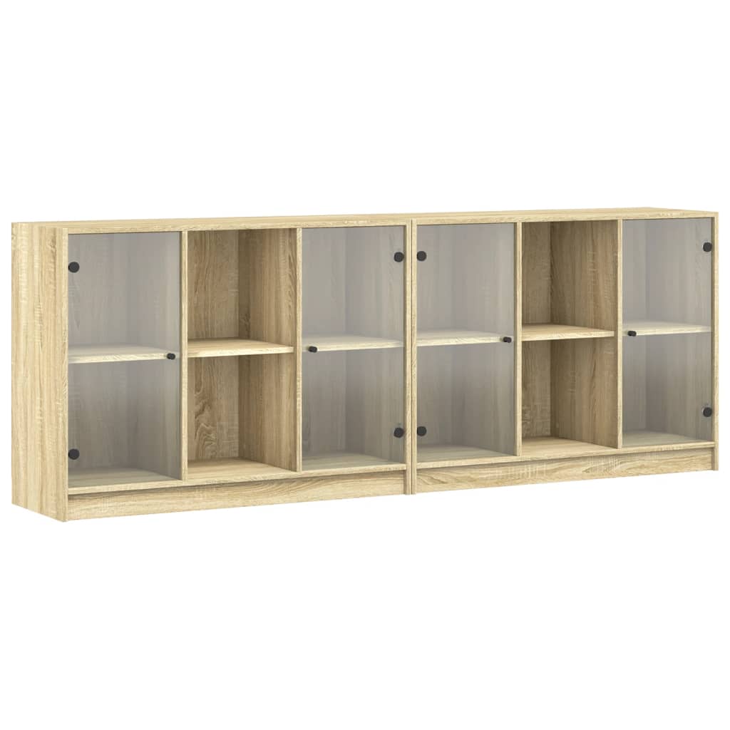 Bokhylle med dører sonoma eik 204x37x75 cm konstruert tre vidaXL