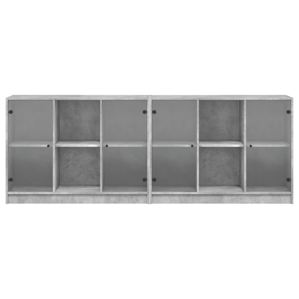 Bokhylle med dører betonggrå 204x37x75 cm konstruert tre