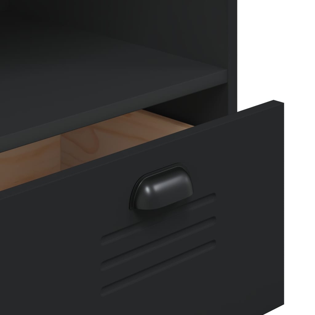 Highboard VIKEN svart 80x40x200 cm heltre furu