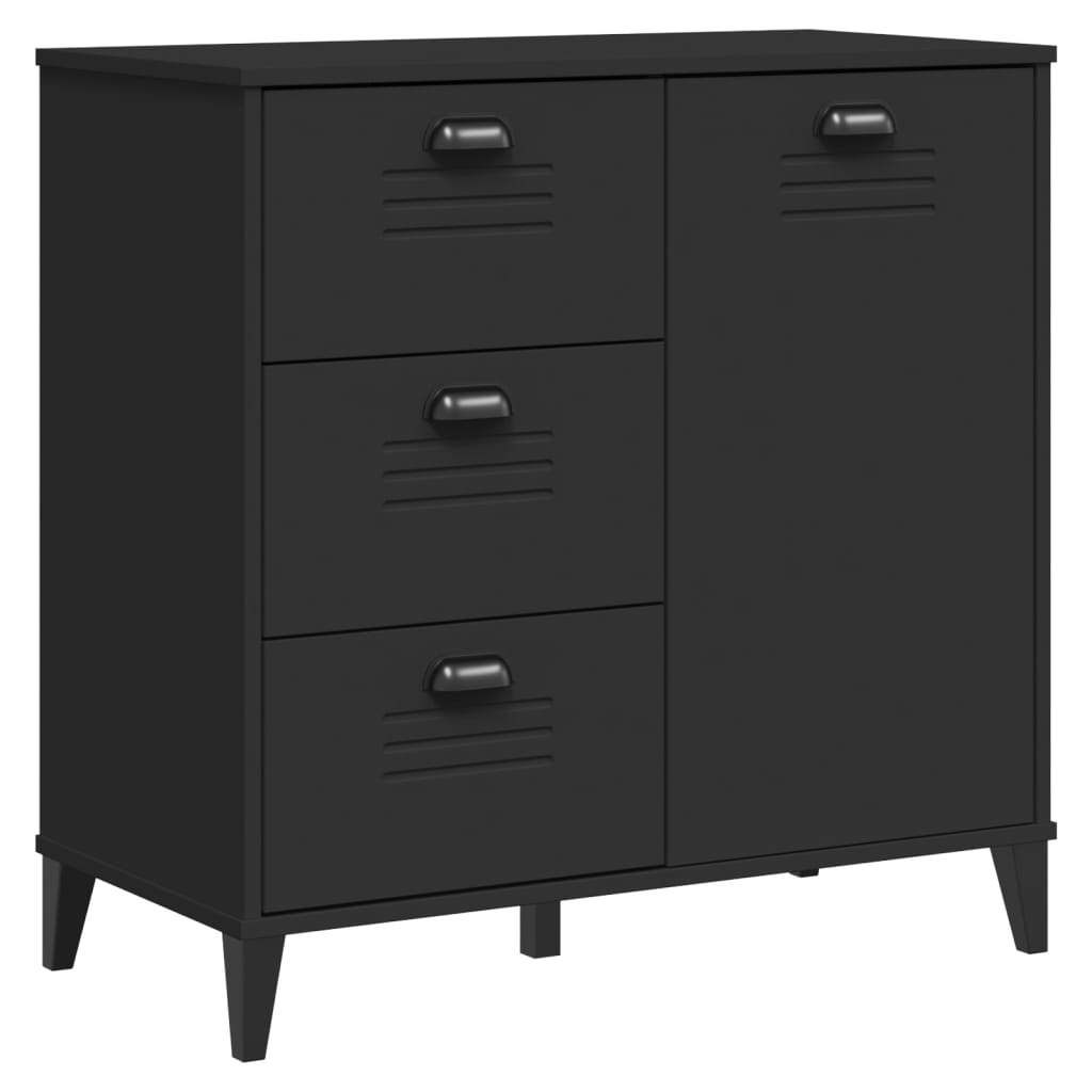 Highboard VIKEN svart 80x40x190 cm heltre furu