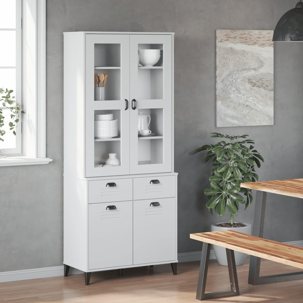 Highboard VIKEN hvit 80x40x190 cm heltre furu