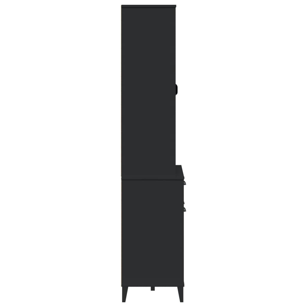 Highboard VIKEN svart 80x40x190 cm heltre furu