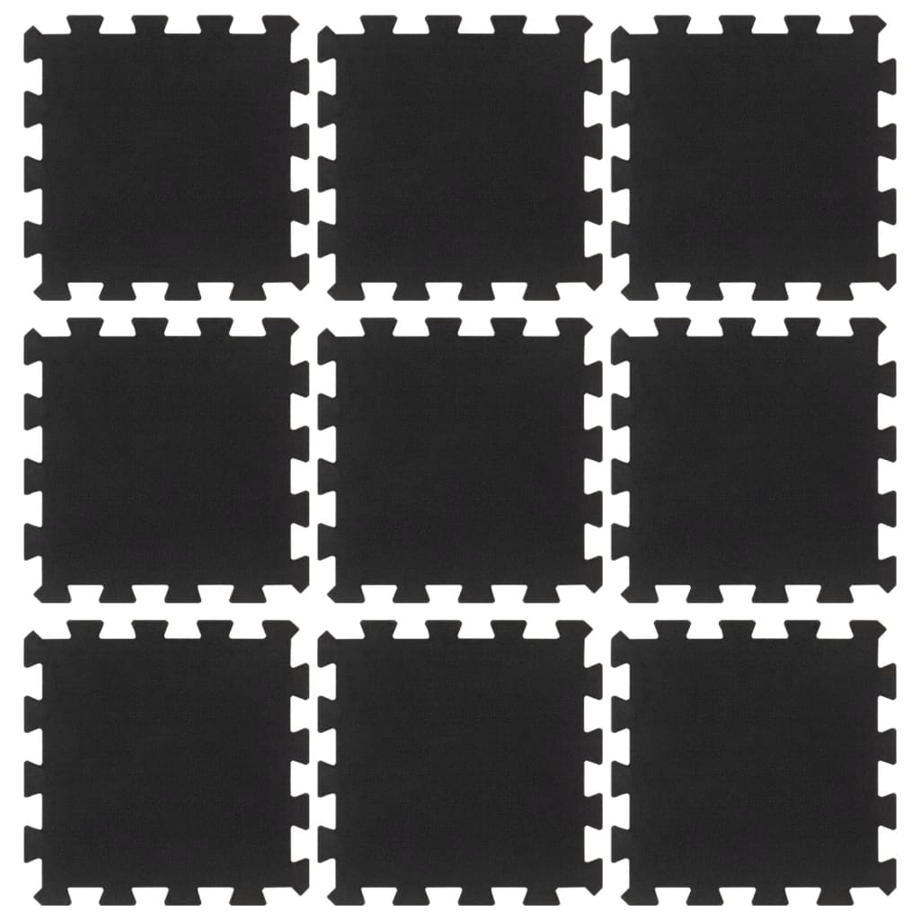 Gulvfliser i gummi 9 stk svart 16 mm 30x30 cm