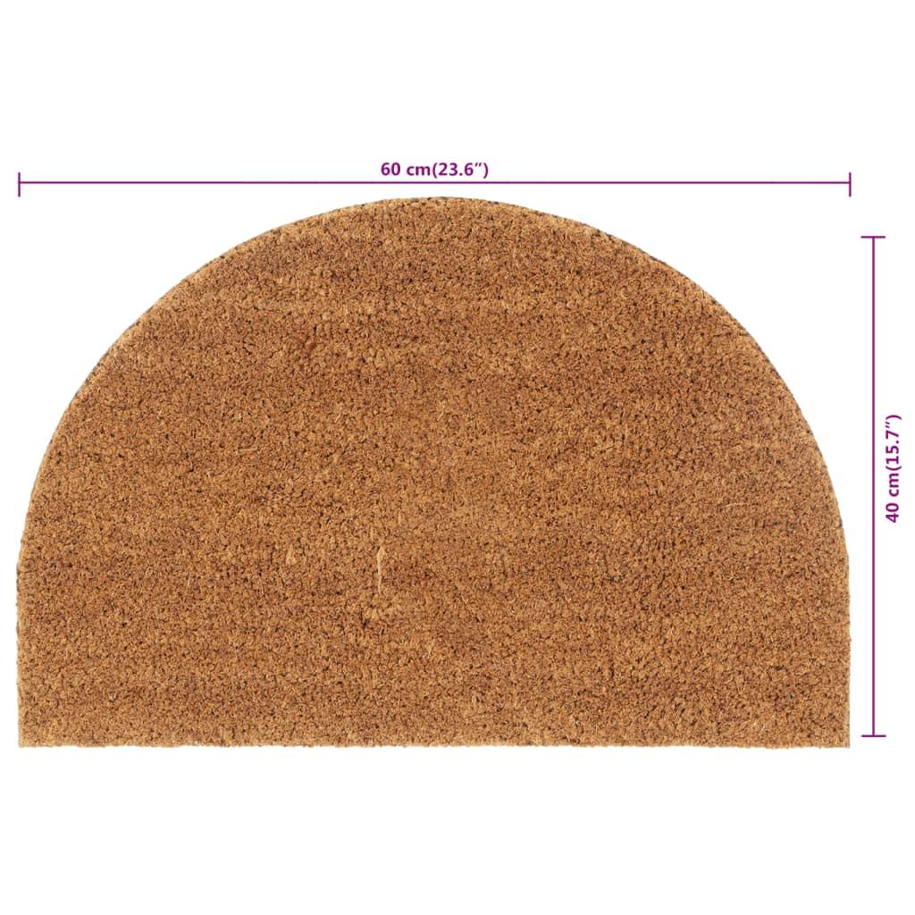 Dørmatte naturlig halvrund 40x60 cm tuftet kokosfiber