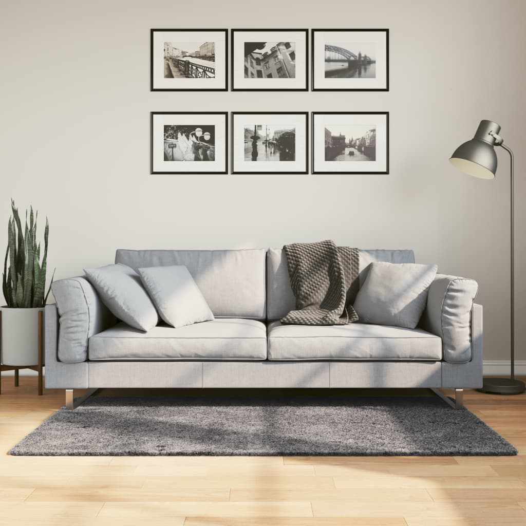 Teppe HUARTE kort luv mykt og vaskbart antrasitt 80x150 cm