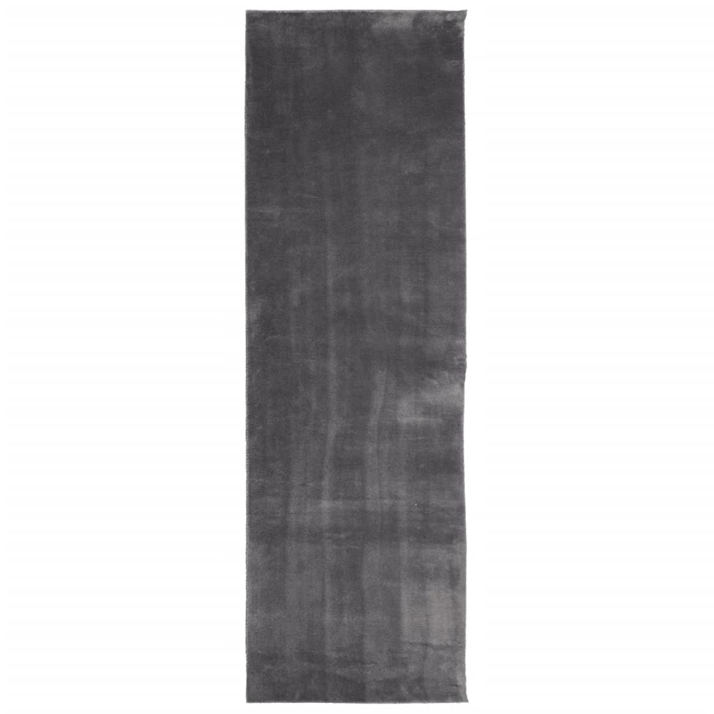 Teppe HUARTE kort luv mykt og vaskbart antrasitt 80x250 cm