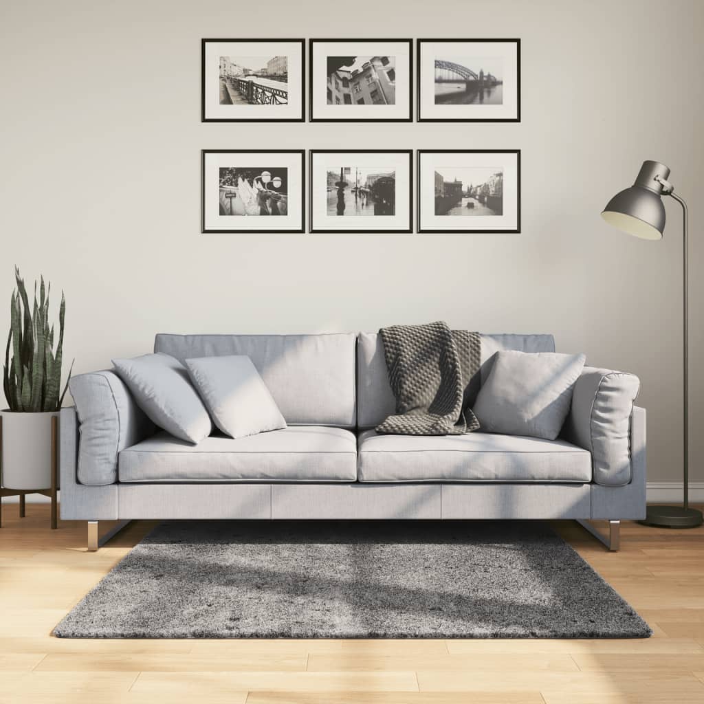 Teppe HUARTE kort luv mykt og vaskbart antrasitt 120x120 cm