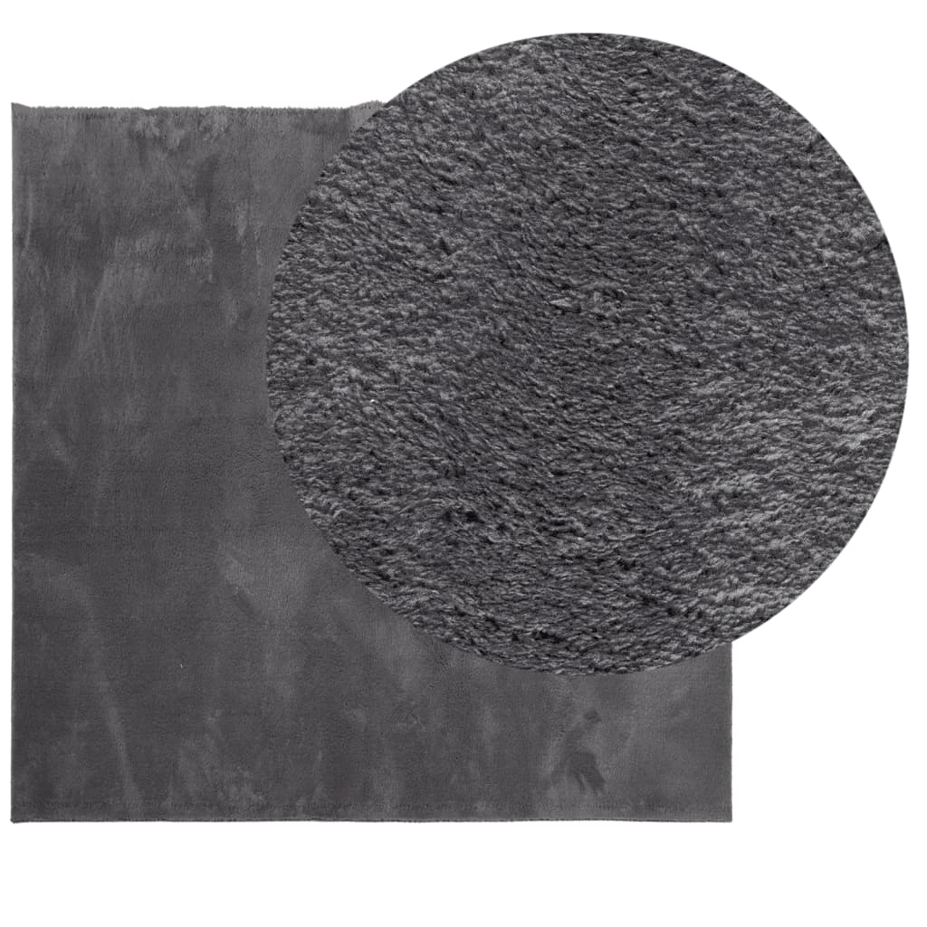 Teppe HUARTE kort luv mykt og vaskbart antrasitt 200x200 cm