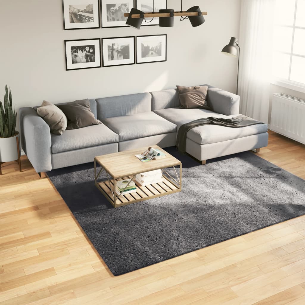 Teppe HUARTE kort luv mykt og vaskbart antrasitt 240x240 cm