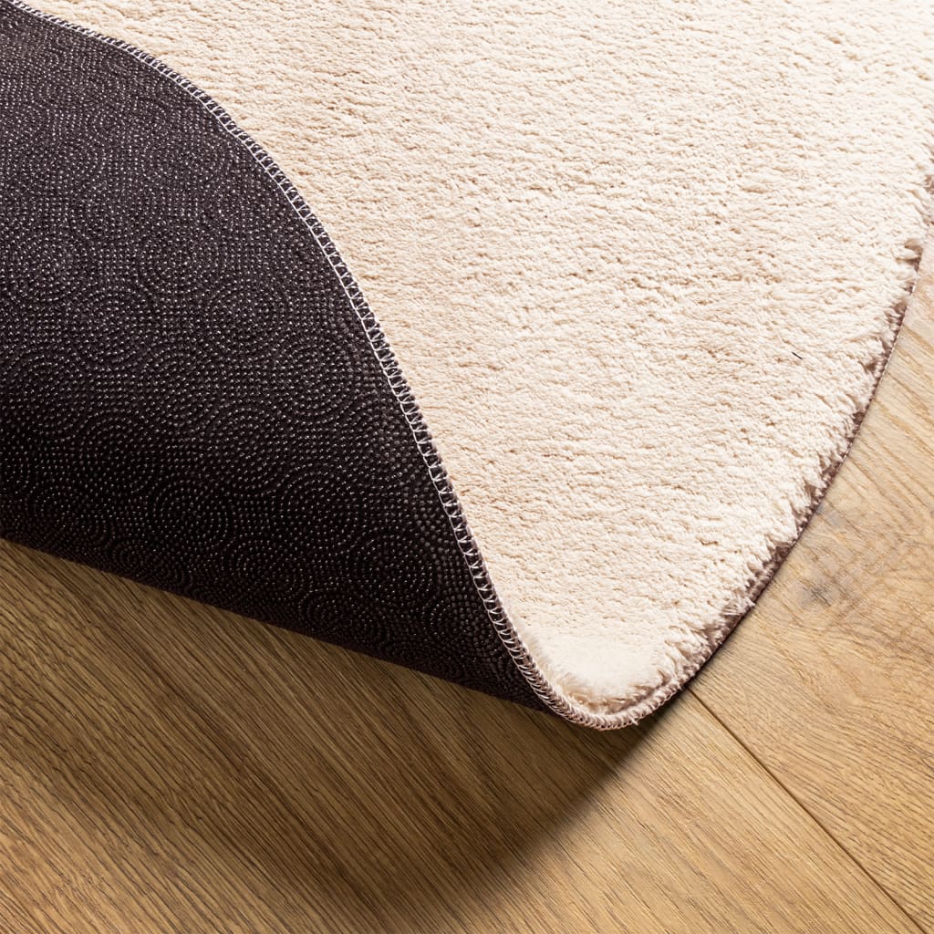 Teppe HUARTE kort luv mykt og vaskbart beige Ø 200 cm
