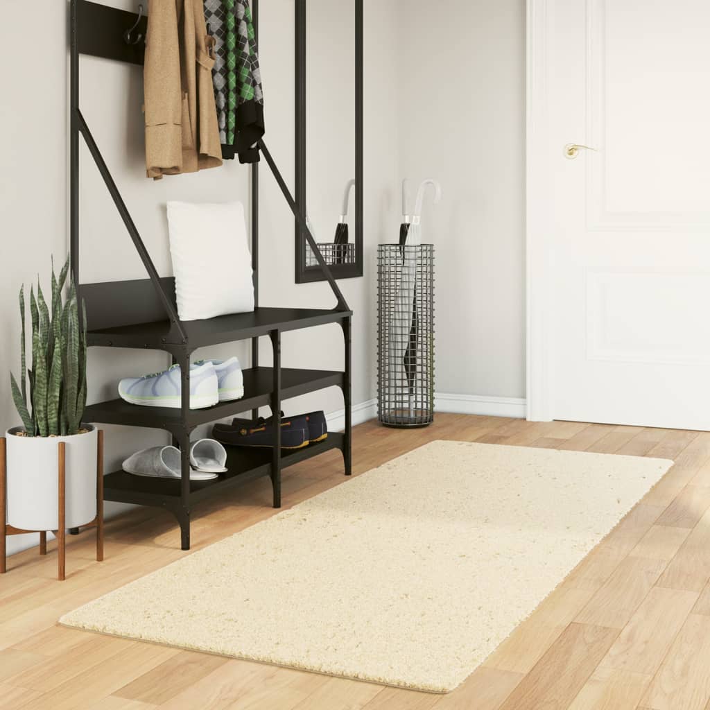 Teppe HUARTE kort luv mykt og vaskbart kremhvit 80x200 cm