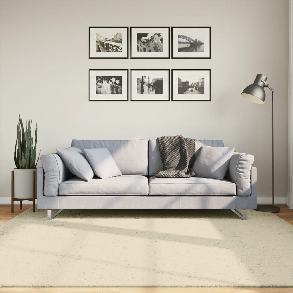 Teppe HUARTE kort luv mykt og vaskbart kremhvit 200x200 cm