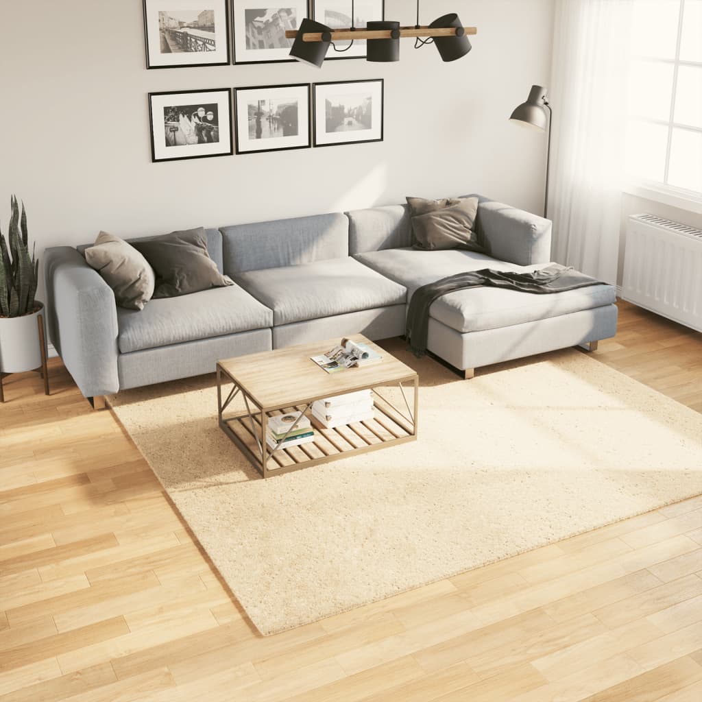 Teppe HUARTE kort luv mykt og vaskbart kremhvit 240x240 cm