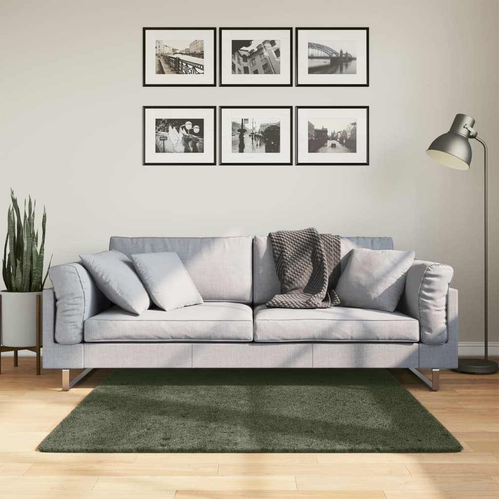 Teppe HUARTE kort luv mykt og vaskbart skogsgrønn 120x120 cm