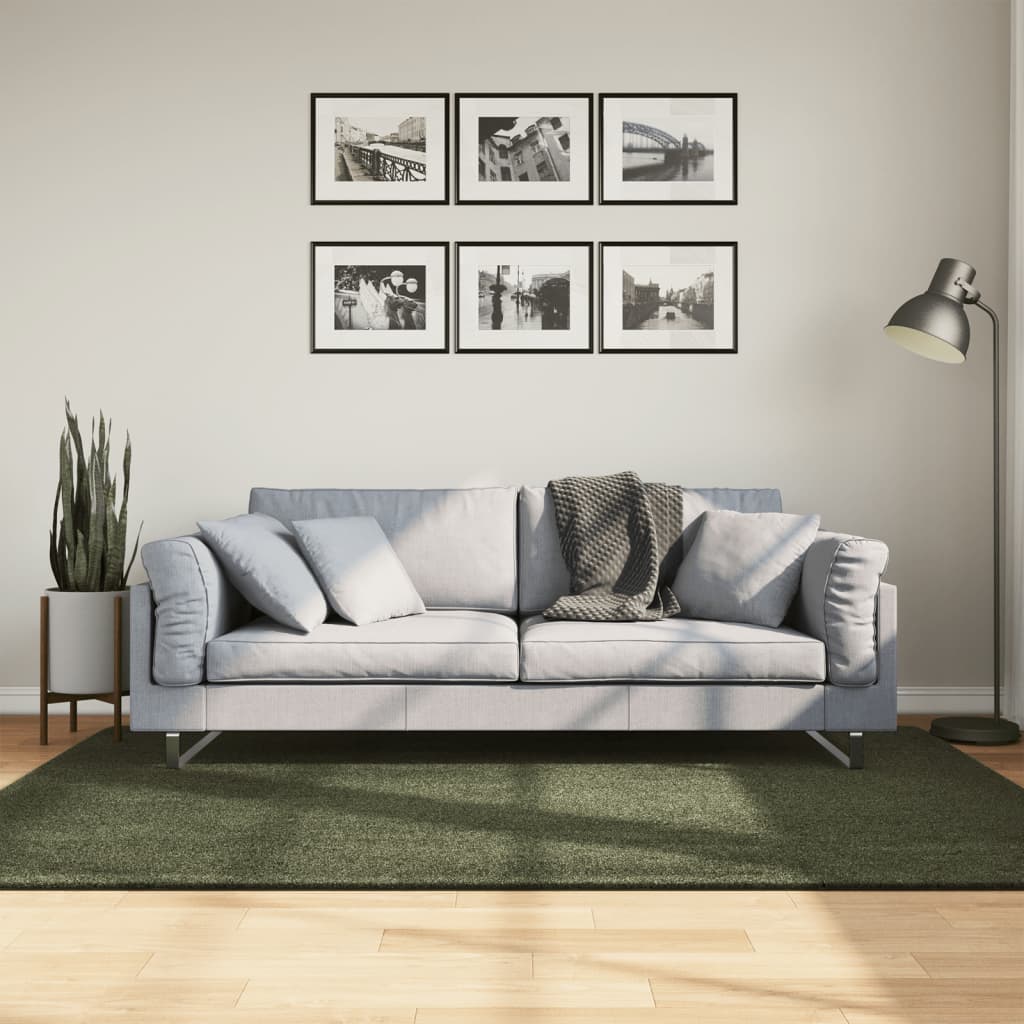 Teppe HUARTE kort luv mykt og vaskbart skogsgrønn 140x200 cm