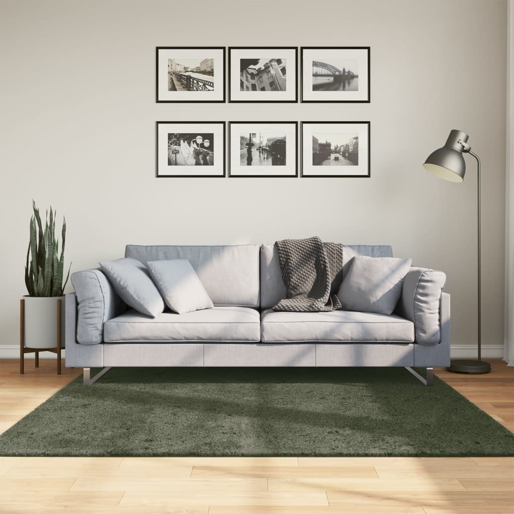 Teppe HUARTE kort luv mykt og vaskbart skogsgrønn 160x160 cm