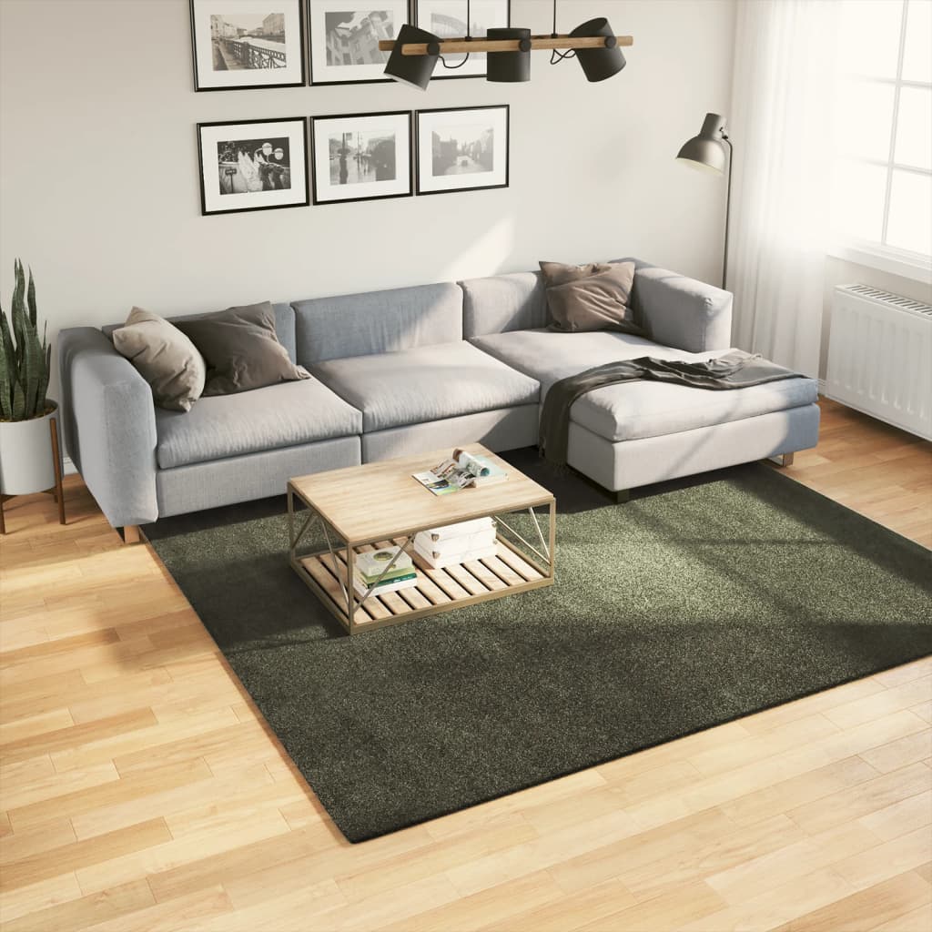 Teppe HUARTE kort luv mykt og vaskbart skogsgrønn 240x240 cm