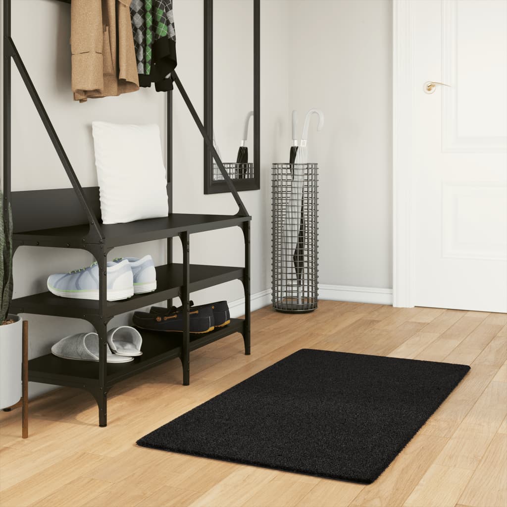 Teppe HUARTE kort luv mykt og vaskbart svart 60x110 cm