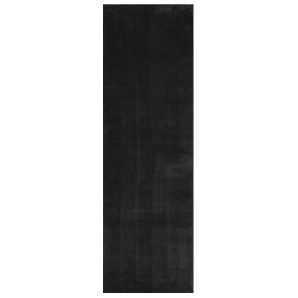 Teppe HUARTE kort luv mykt og vaskbart svart 80x250 cm