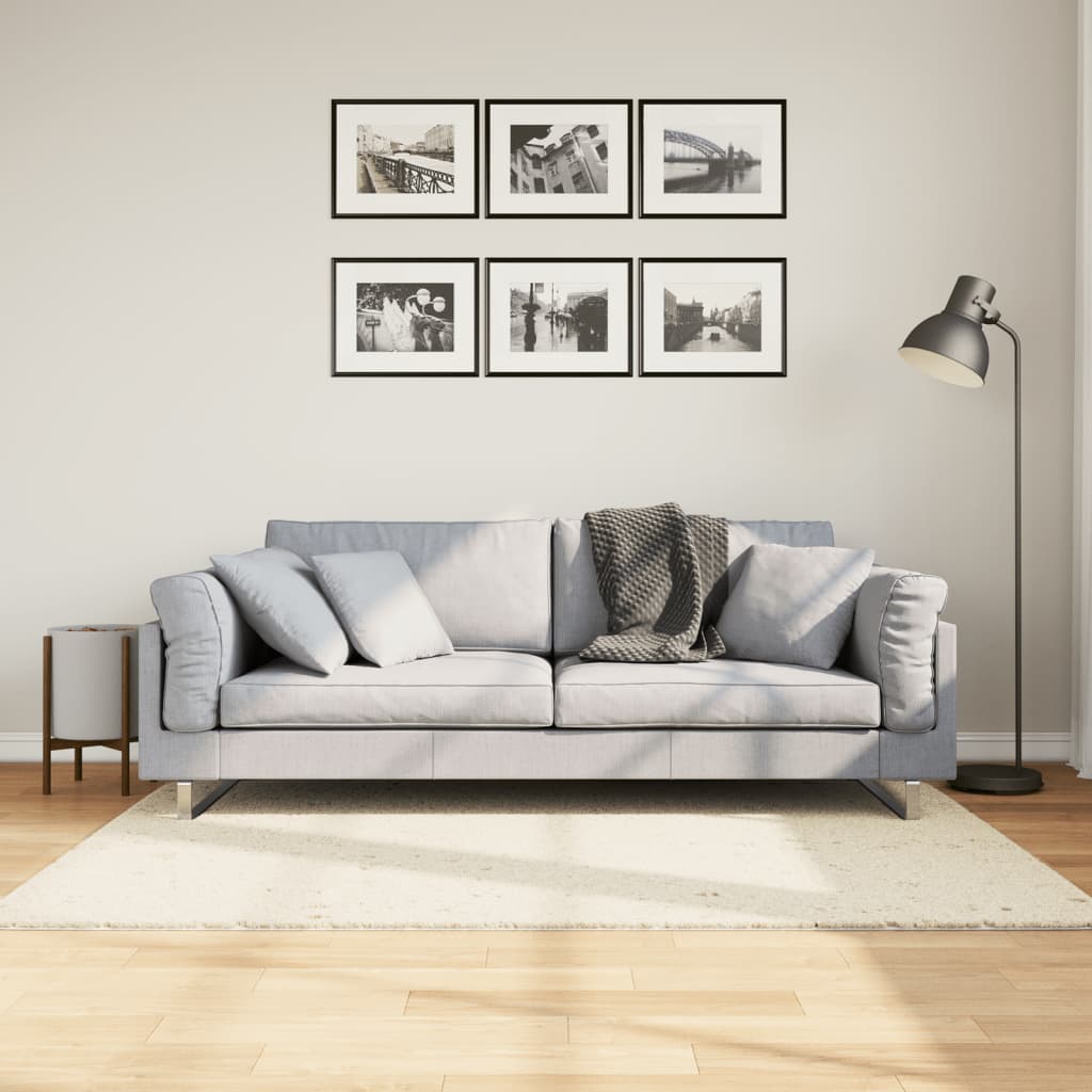 Tykt teppe PAMPLONA høy luv moderne kremhvit 120x170 cm
