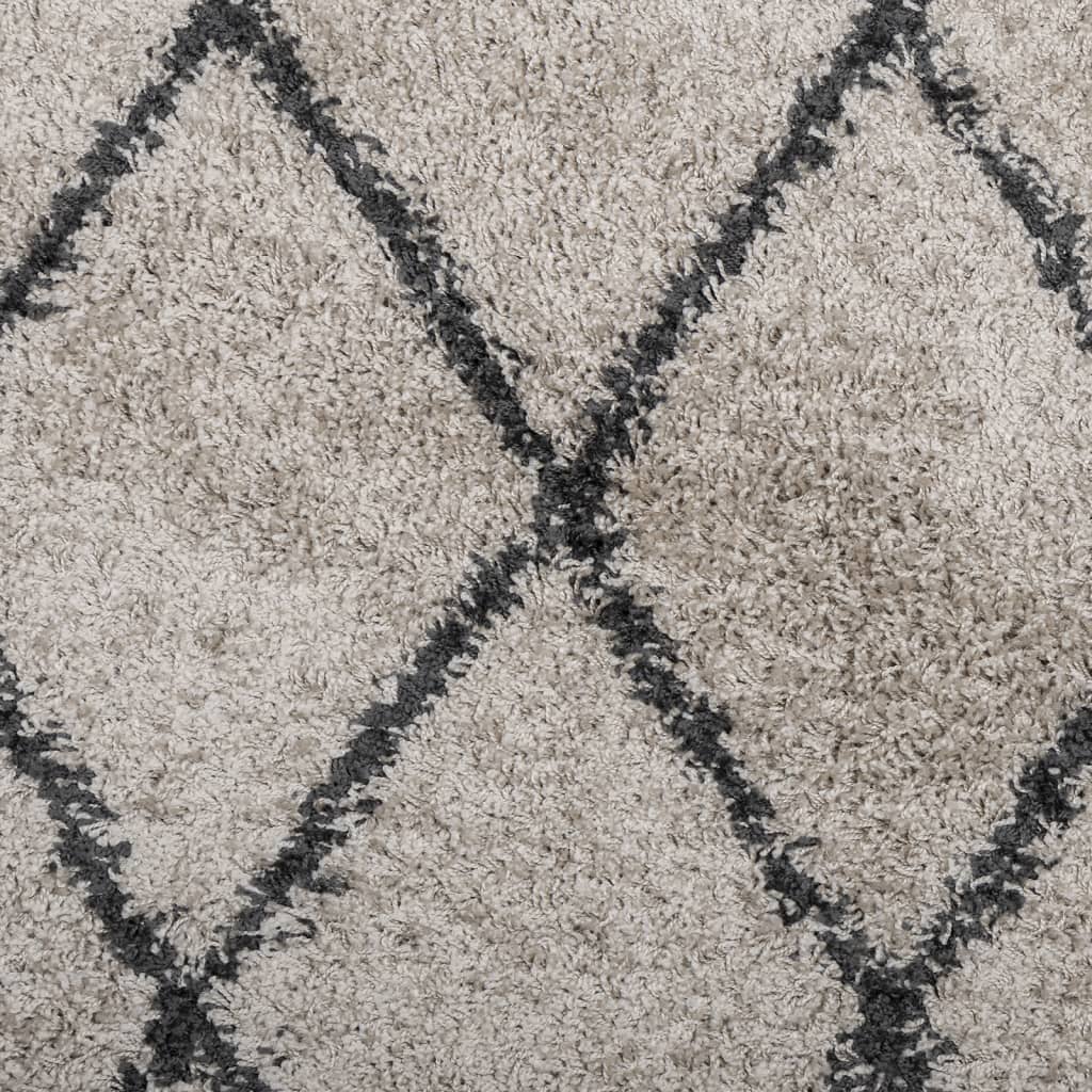 Tykt teppe PAMPLONA høy luv moderne beige antrasitt Ø80 cm