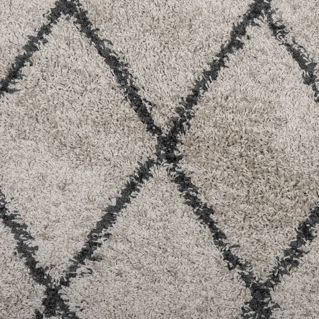 Tykt teppe PAMPLONA høy luv moderne beige antrasitt Ø100 cm