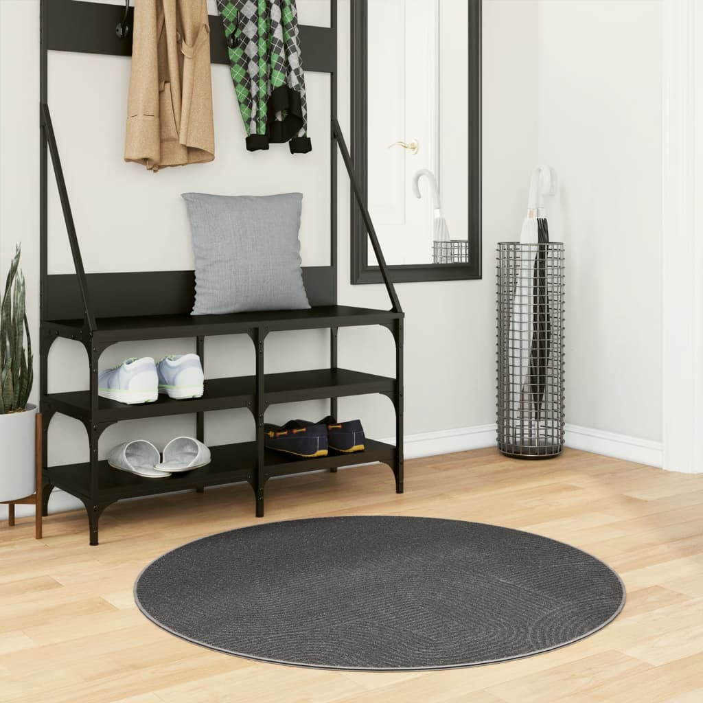 Rug IZA kort luv skandinavisk utseende antrasitt Ø 100 cm