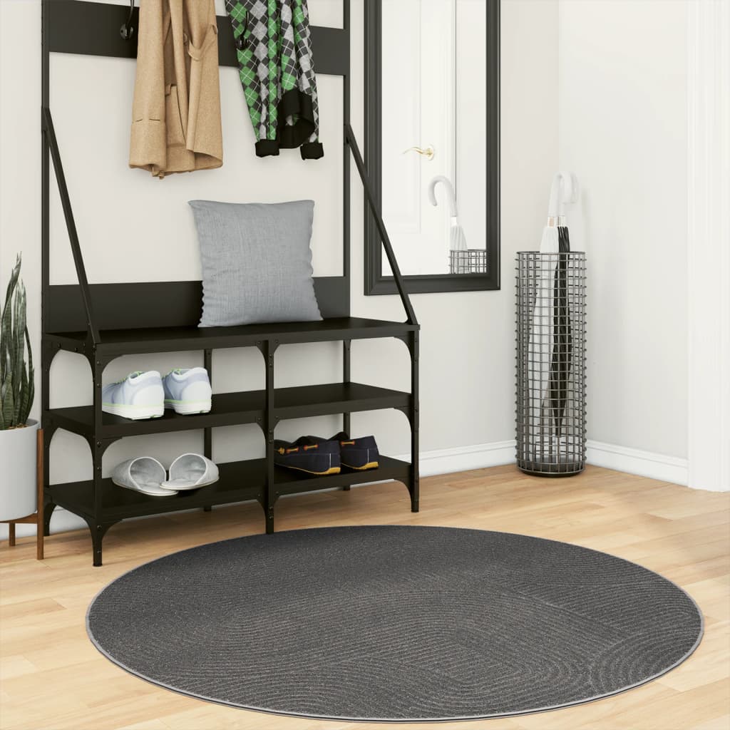 Rug IZA kort luv skandinavisk utseende antrasitt Ø 120 cm