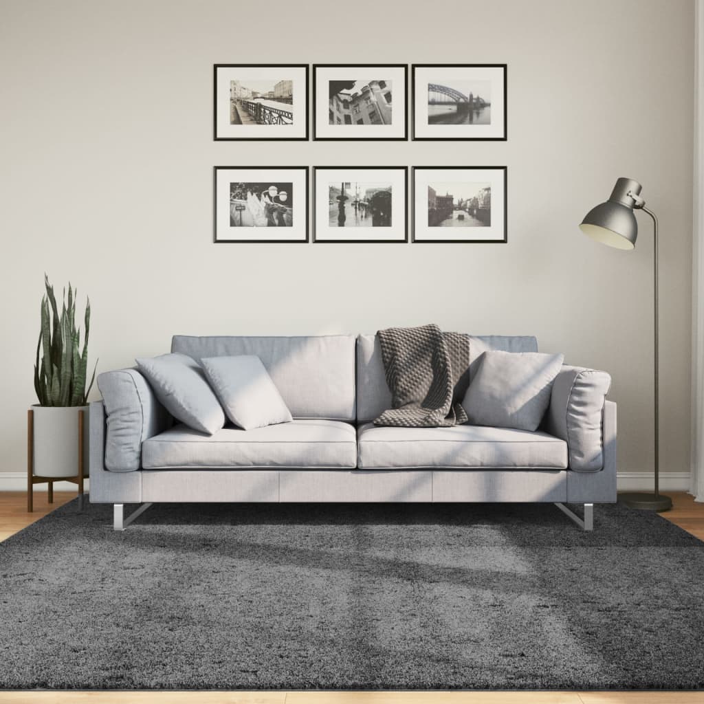 Teppe OVIEDO kort luv antrasitt 200x200 cm