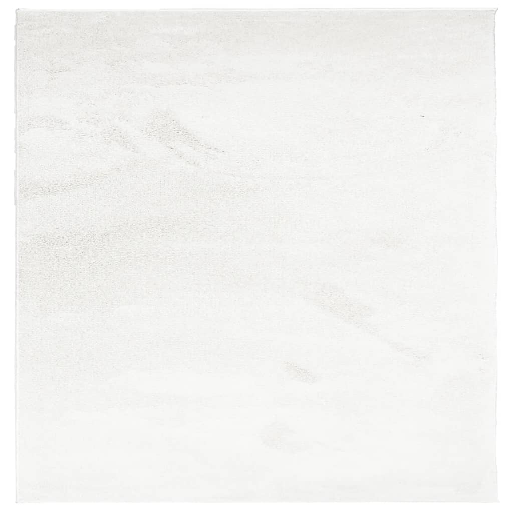 Teppe OVIEDO kort luv kremhvit 120x120 cm