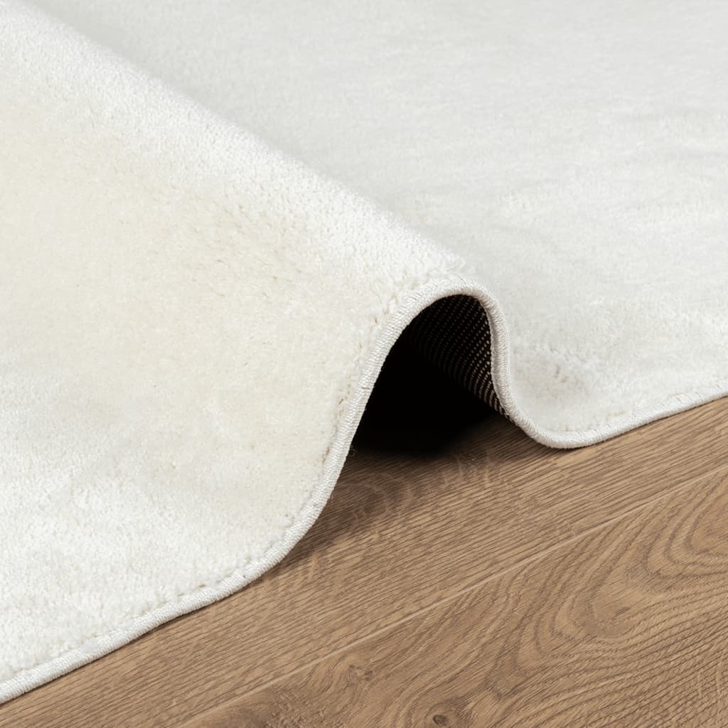 Teppe OVIEDO kort luv kremhvit 120x120 cm