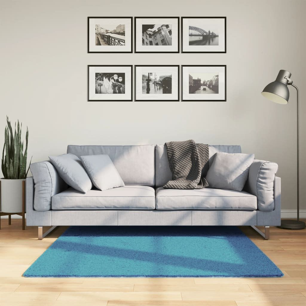 Teppe OVIEDO kort luv turkis 120x120 cm