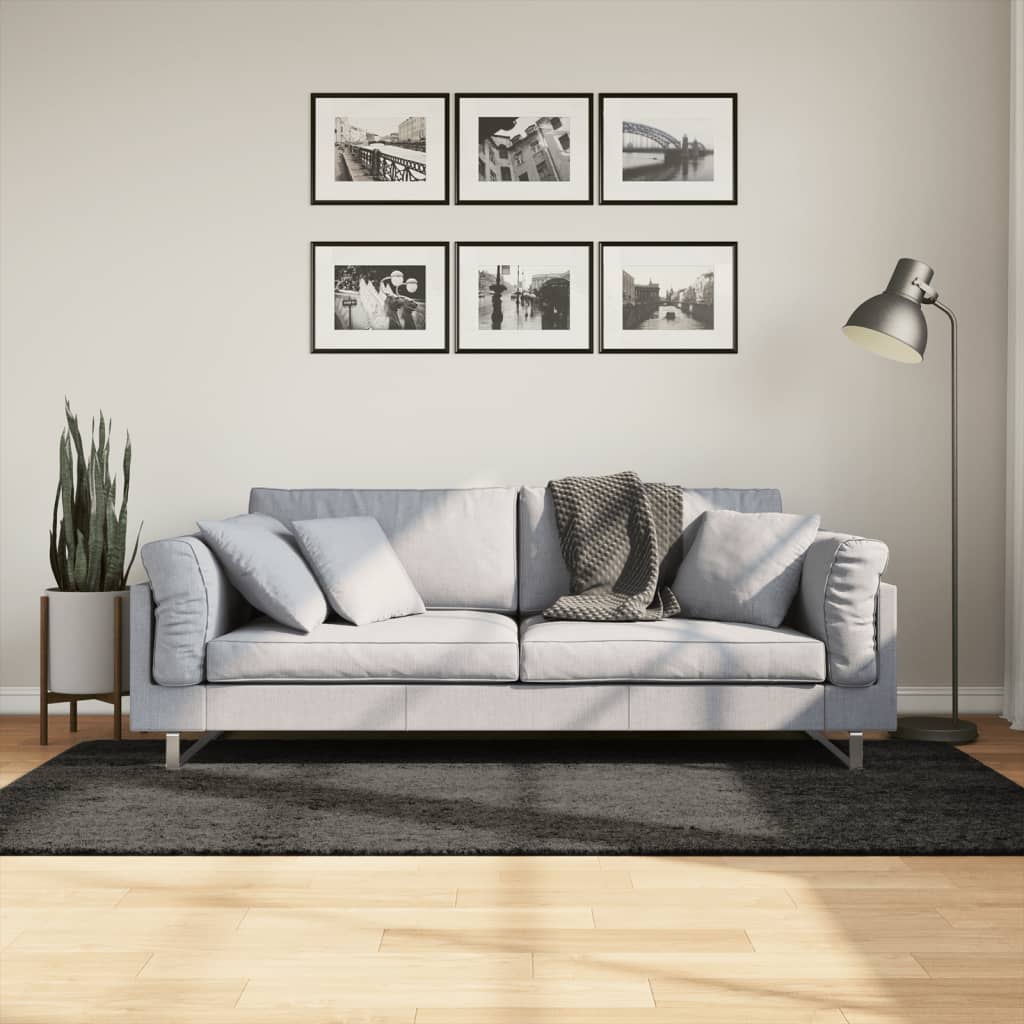 Teppe ISTAN lang luv skinnende utseende antrasitt 100x200 cm