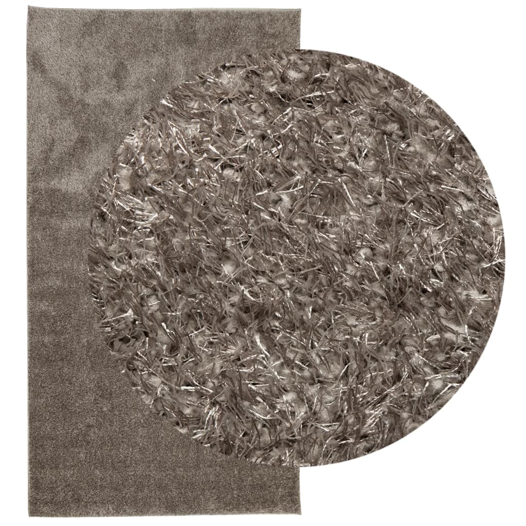 Teppe ISTAN med lang luv skinnende utseende grå 80x150 cm